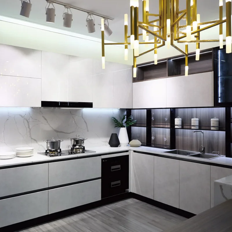 Modern Design Artificial Stone Countertop Granite Plywood Marble Sintered Stone Quartz kitchen counter top With Cabinets