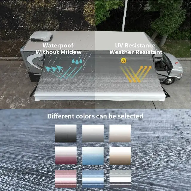 Awnlux Motorized Electric Roll Out Motorhome Trailer RV Caravan Camper Van Side Awning with LED Strip