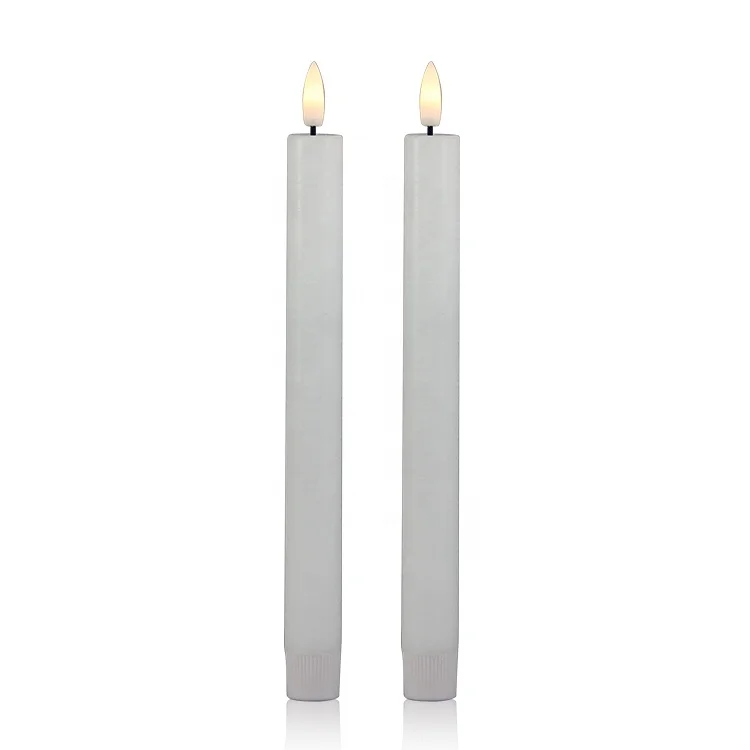 Набор из 2 3d-свечей из натурального воска, работающих от аккумулятора, беспламенные электрические белые светодиодные обеденные конусные свечи с таймером 6 часов