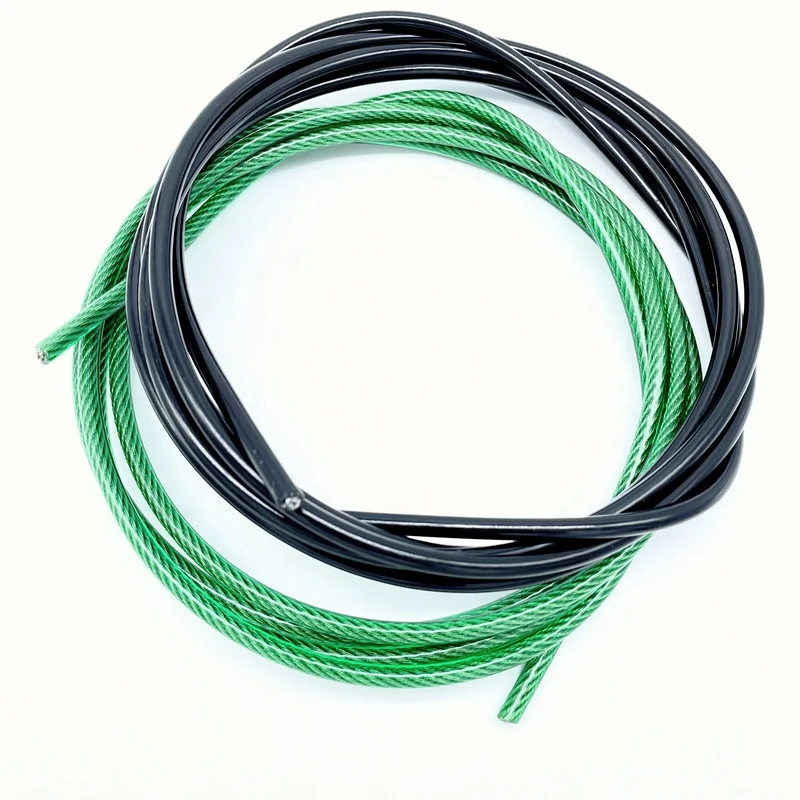 Gym Sport Cable Wire Rope With Coated Black Pvc Steel Wire Rope With Stainless Steel Carabiner