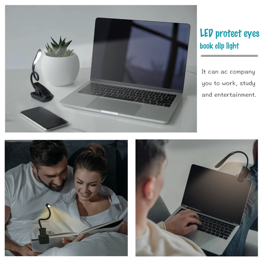 
Adjustable Flexible Arms AAA Battery Book Lamp Light LED Clip on LED Reading Light 3 Level LED Book Light For Read Book 