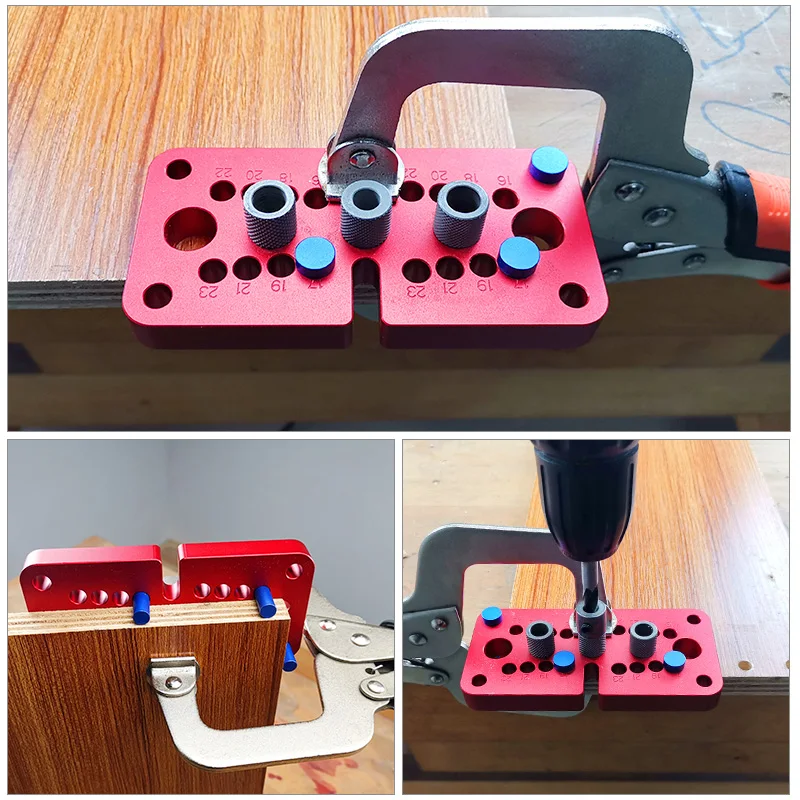 3 In 1 Dowelling Jig Joinery System Kit Woodworking Drilling Locator Hole Puncher Set Metric Dowel Fixture Wood Splicing Tools