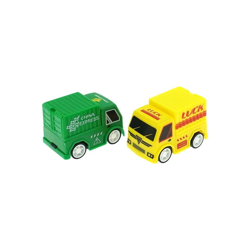 Cartoon Express Delivery Truck Pull Back Car Classic Push Friction Vehicle Plastic Toys for Vending Machine Capsule