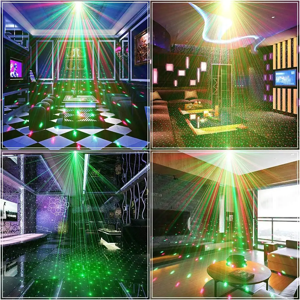 2 IN 1 Disco DJ Lights Strobe Rave Stage Light Projector Sound Activated Remote Control For Parties Show Bar Club Birthday