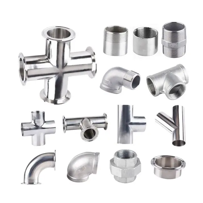 Stainless steel hydraulic 304 316 plumbing material male female threaded reducing elbow tee reducer clamp ferrule pipe fittings