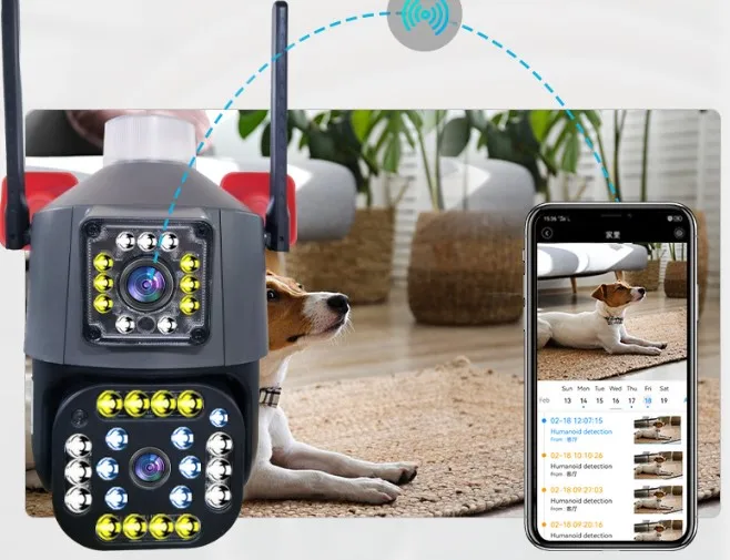 V360pro PTZ WiFi Camera Dual Lens H.265 Dual Video Record Outdoor IP66 Surveillance IP Camera