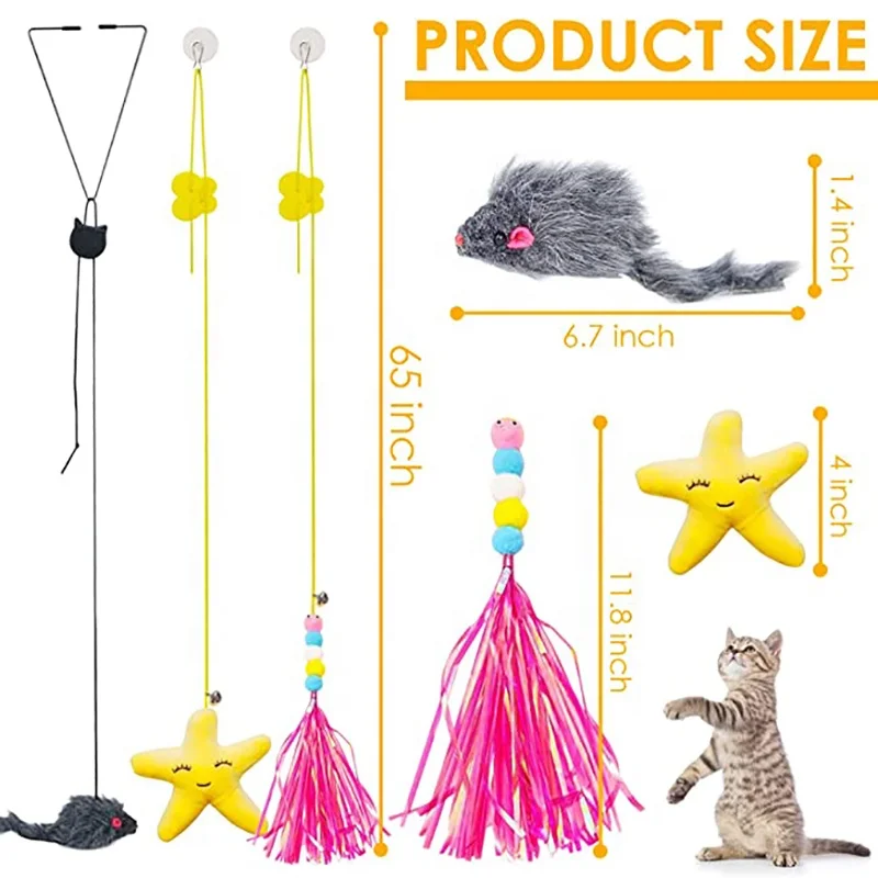 Hanging Retractable Cat Teaser Toy Hanging Door Cat Toys for Indoor Cats