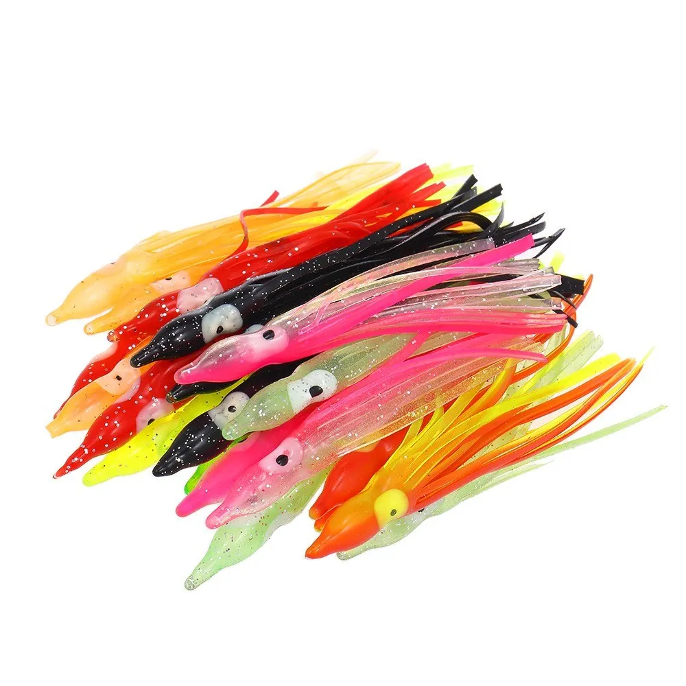 24PCS 9cm/2g Soft Plastic Octopus Lures Squid Skirt Lures Trolling Bait for Freshwater or Saltwater Fishing