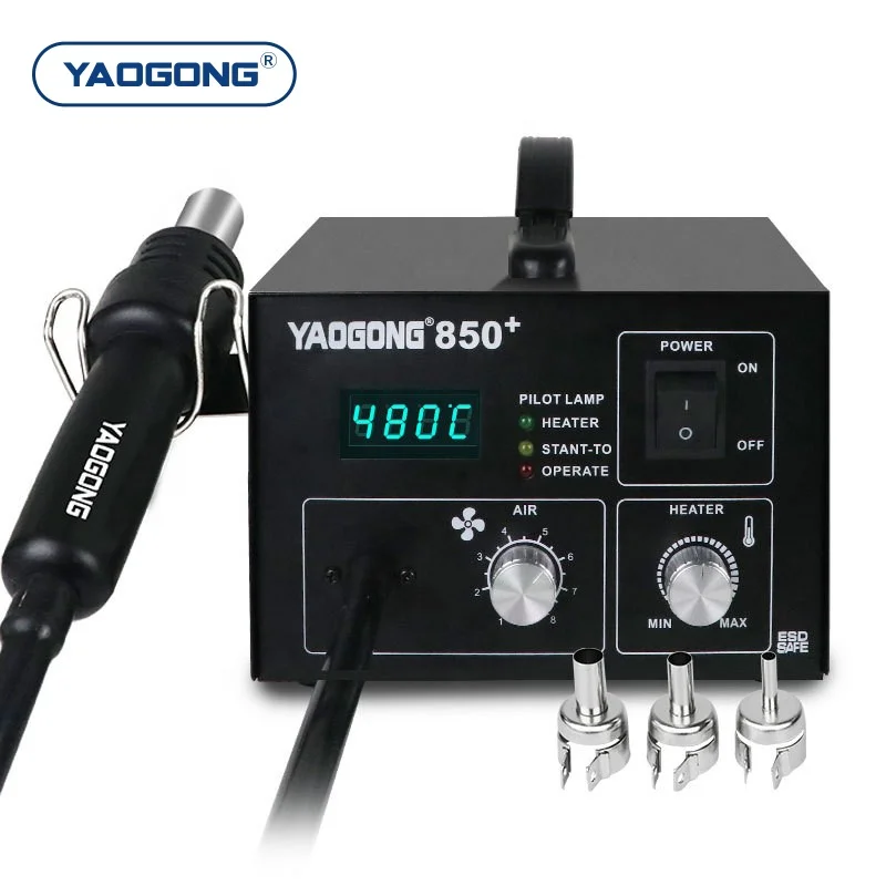 YAOGONG 850+ Digital Smart Thermostat Mobile Phone Repair Tool PCBA Motherboard Desoldering Heat Gun Hot Air Soldering Station