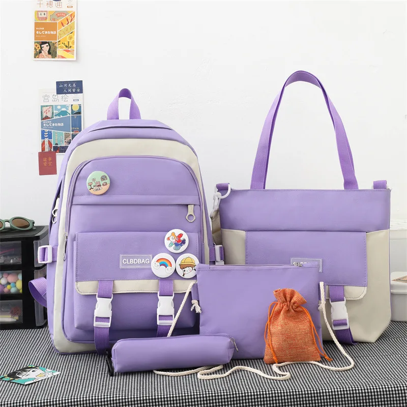 Factory price wholesale Girls Student Kids Book Bag 5pcs/sets school bag student large capacity backpack school bags