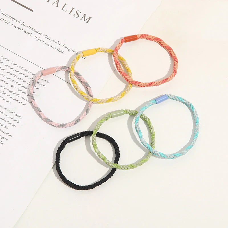 Candy Color Bracelet Hair Ties Braided Ponytail Holders Twisted Elastic Hair Ties