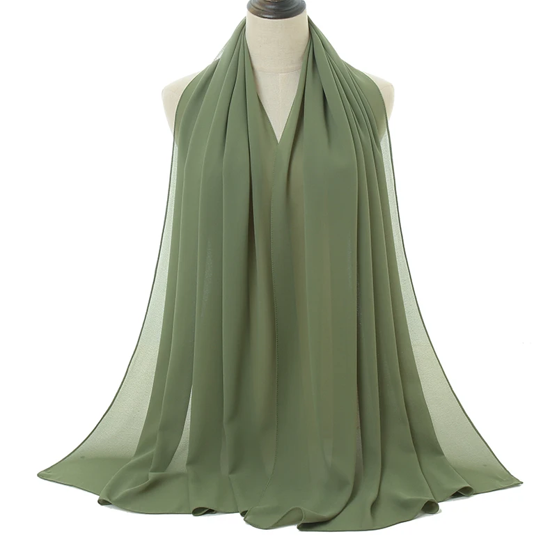 
Wholesale The Newest Design Fashion Solid Color Chiffon Wrap Scarf Muslim Hijab Scarf 