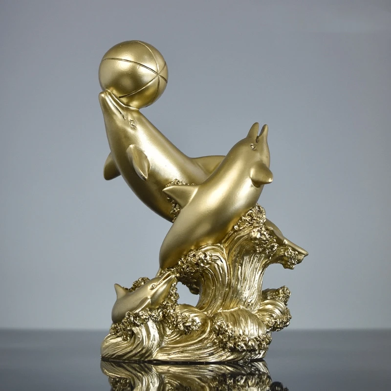Wholesale & Custom Creative Resin Dolphin Statue Sculpture Gift For Home Office Living Room Desktop Display Decoration