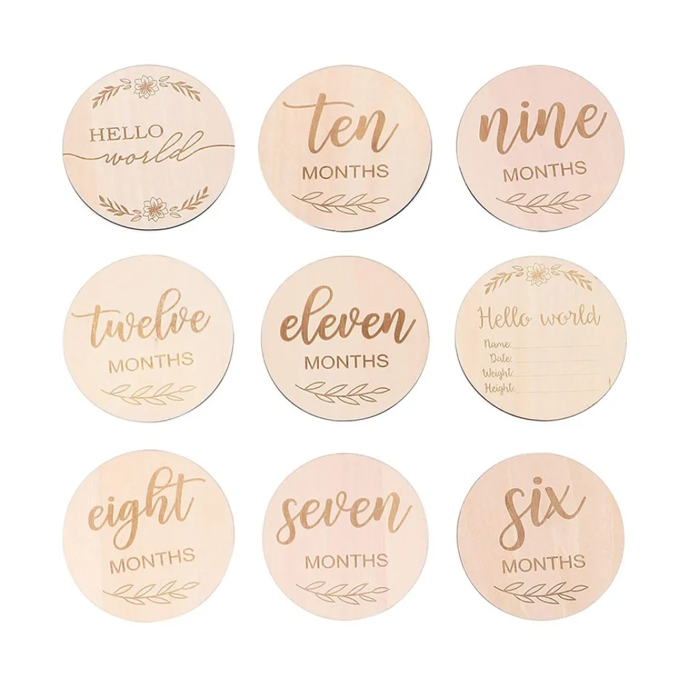 wooden milestone discs Baby Monthly Milestone Cards wooden baby milestone cards