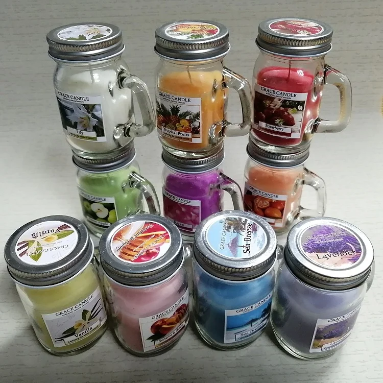 Home Decoration Custom Luxury Glass Jar Scented Natural Palm Wax Candles With Metal Lid