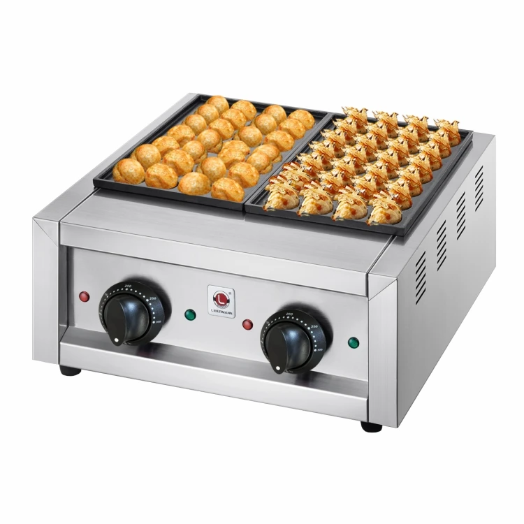New Commercial Electric Takoyaki Grill Pan Stainless Steel Equipment for Food Cart and Restaurant for Street Vending