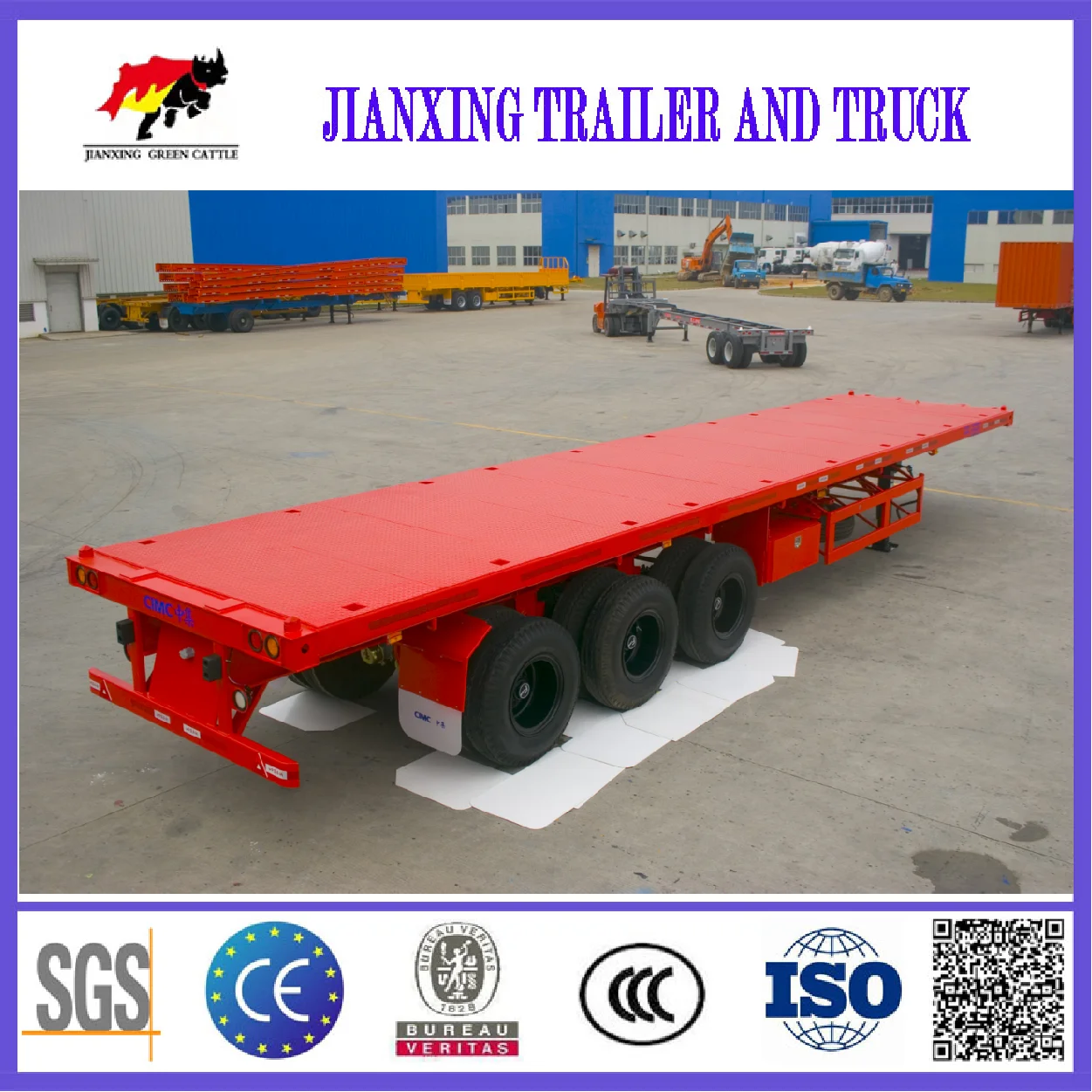 Condition New flatbed semitrailers for sale 3 axle 40ft flatbed semi trailers professional flatbed trailers