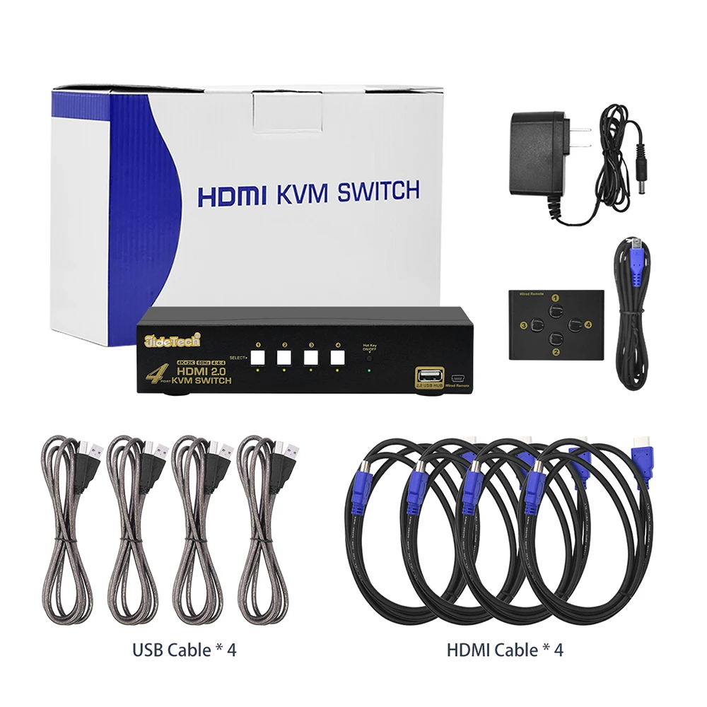  USB HDMI KVM Switch 4 порта Ultra HD 4K 60 Гц для компьютера ноутбука сервера DVR NVR игровой