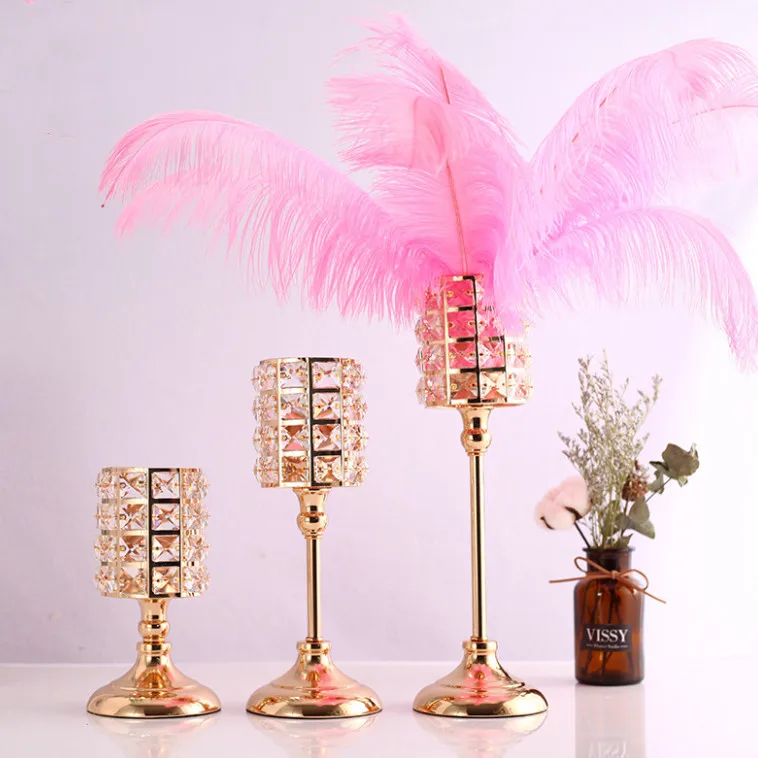 european morden decorative metal gold crystal candle holders
