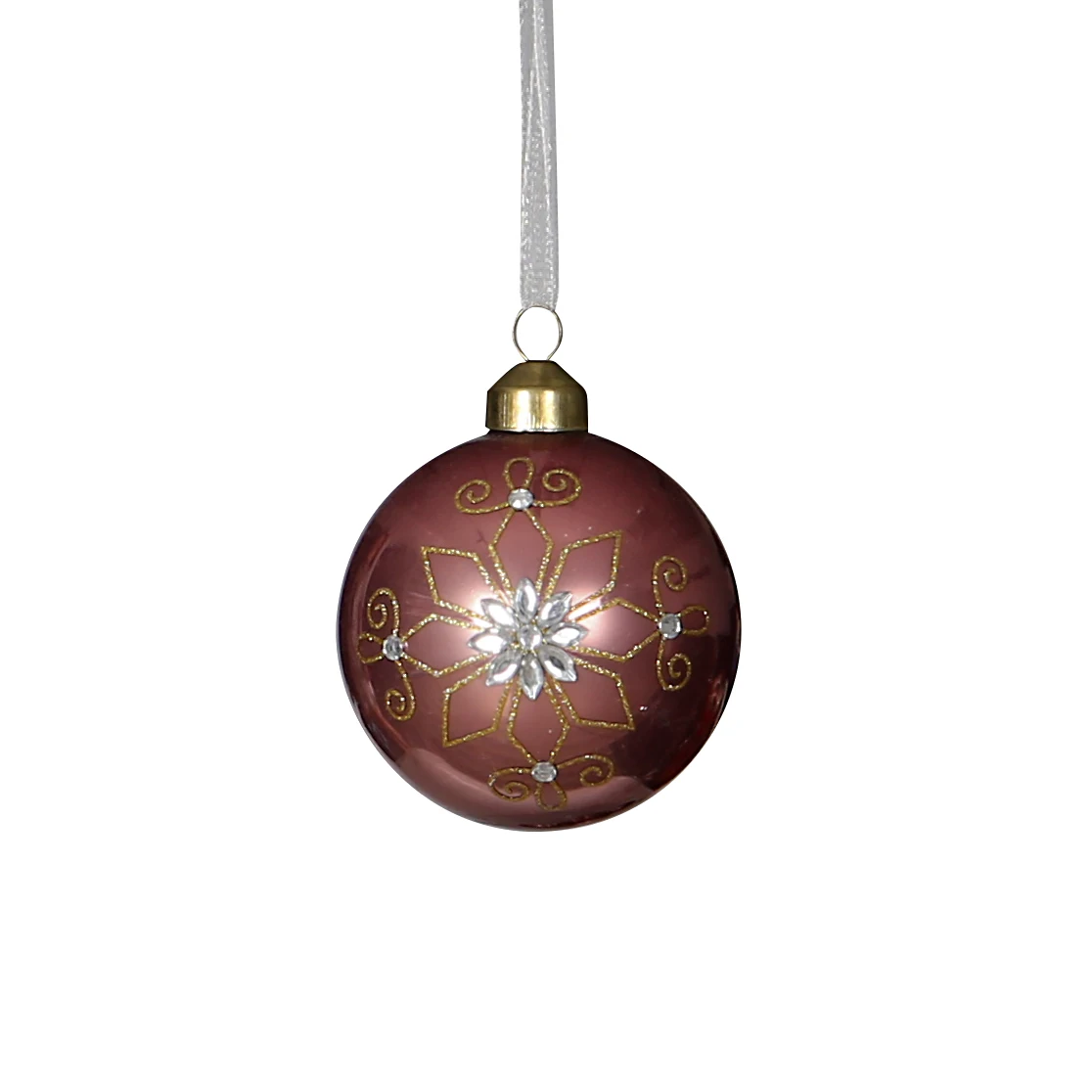 Manufacturer direct selling 8cm Popular classic pink Christmas glass ornaments Lace around decorative glass ball for christmas