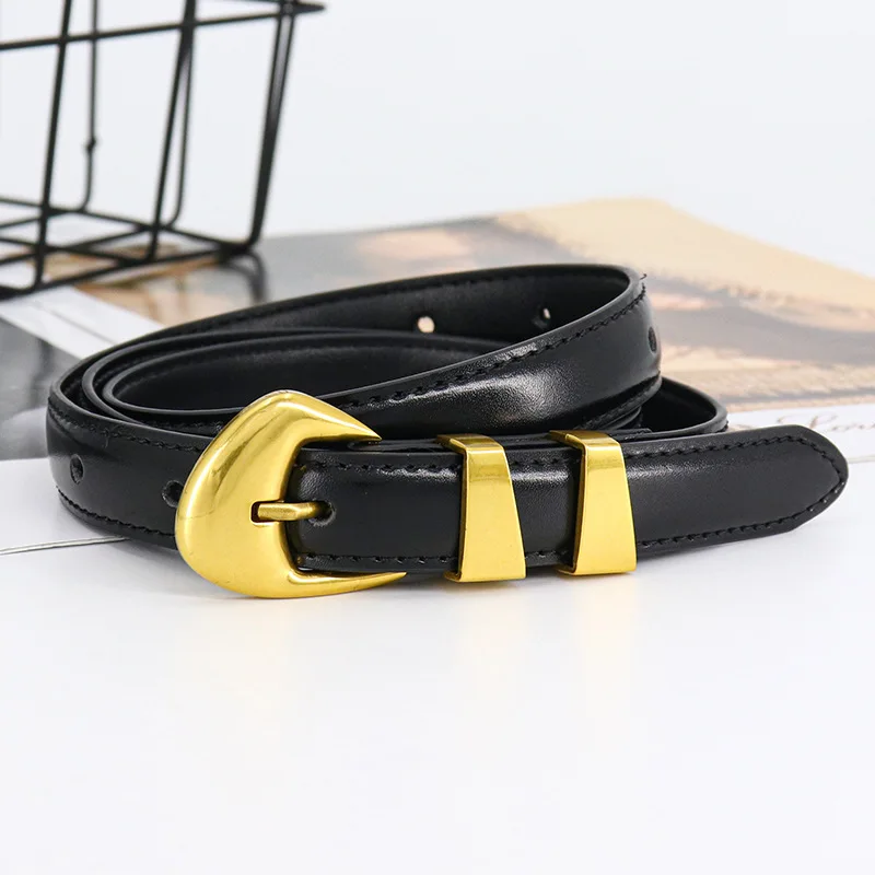 High Quality Luxury Gold Metal Buckle Genuine Leather Belts Female Decorative Jeans Waist Belt Wholesale