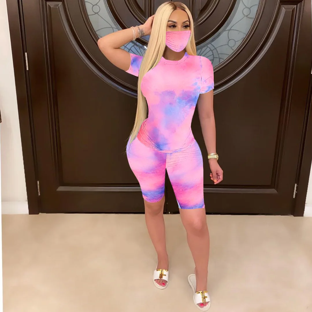 
Multi Color Printed Suit 2 Piece Pants Set Sportswear Tie Dye Plus Size Casual Woman Clothes 