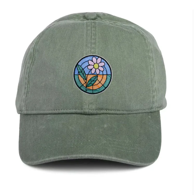 Wholesale Vintage Washed 100%Cotton low Profile Denim Baseball Cap Custom Embroidery 6 Panel Dad Hats