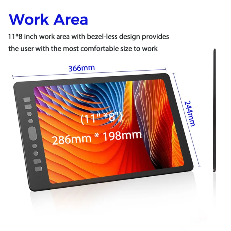 Jsk 8192 Level Digital Tablet Professional Drawing Tablet Lcd Display Digital Graphic Drawing Tablet With Battery-Free Stylus
