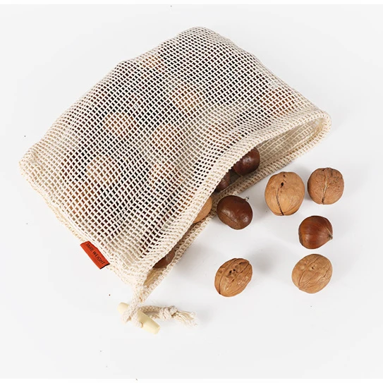 Сетка Продукция Сумки Хлопок сетки Овощные мешки Эко органических хлопчатобумажная сетка продуктовый мешок