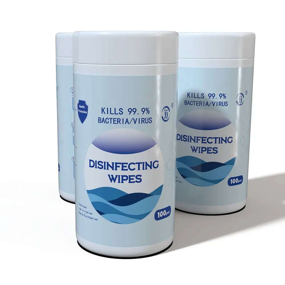 New Packaging OEM & ODM Disinfecting Wipes 100 Pcs Alcohol Wet Wipes Killing 99.9% Bacteria in Barrel