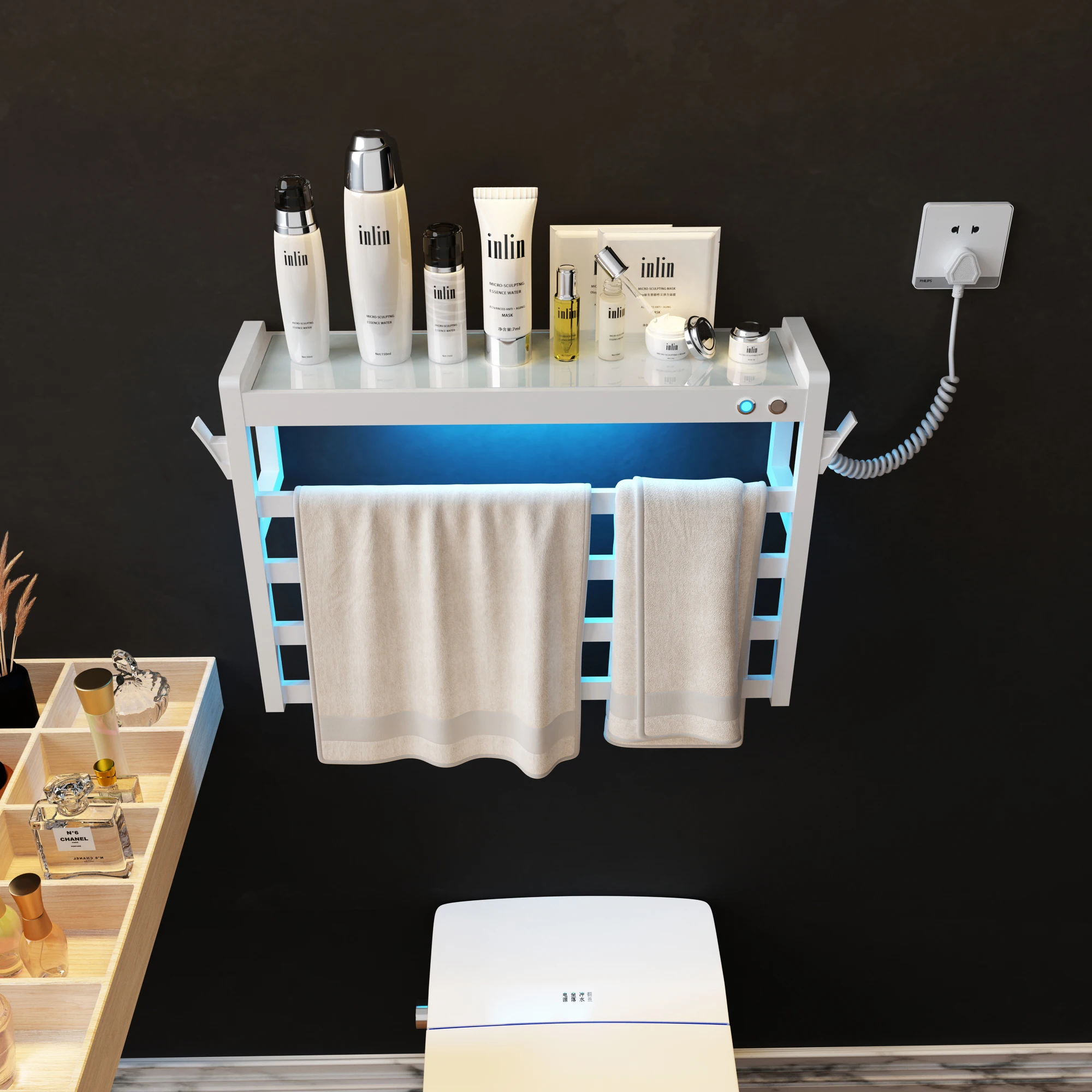 Нержавеющая стальная настенно-Монтажная перфорированная плита с электрическим подогревом вешалка для полотенец полотенцесушитель R-101