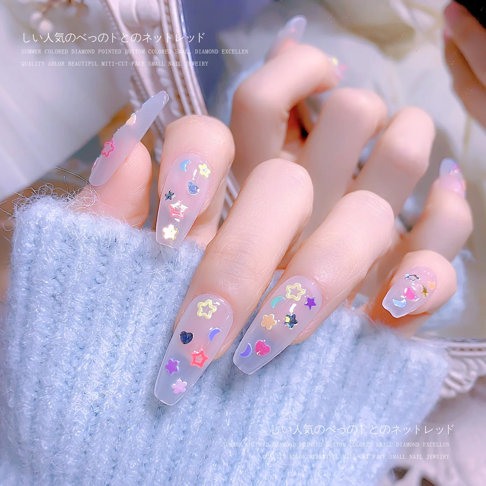 Wholesale 5000Pcs/Bag Nail Cartoon Glitter Colorful Glitter Pentacle Triangle Mixed Pack DIY Nail Glitter