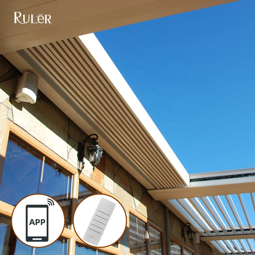 Outdoor waterproof aluminum louvered roof bioclimatic Motorized pergola retractable roof system