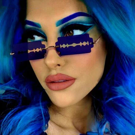Fashion Rimless Sunglasses Women Personality Trend Unique Razor Blade Sunglasses Man Brand Driving Glasses Oculos S Black PC