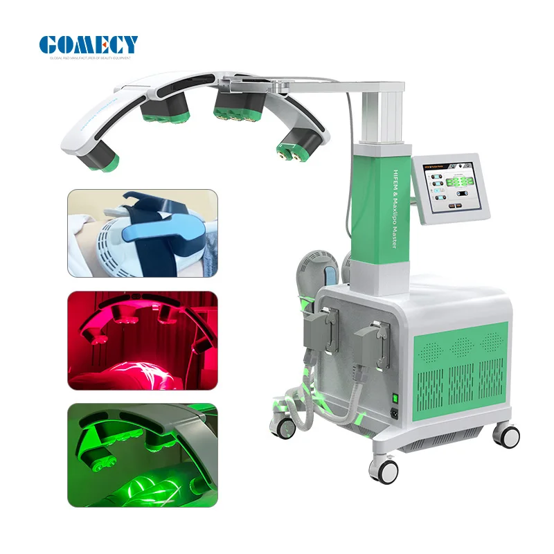 Body Beauty Equipment 10d Maxlipo with HIEMT Master Laser Cold Lipo Laser with 10 Light Panels Green red Laser Burning Fat Machi