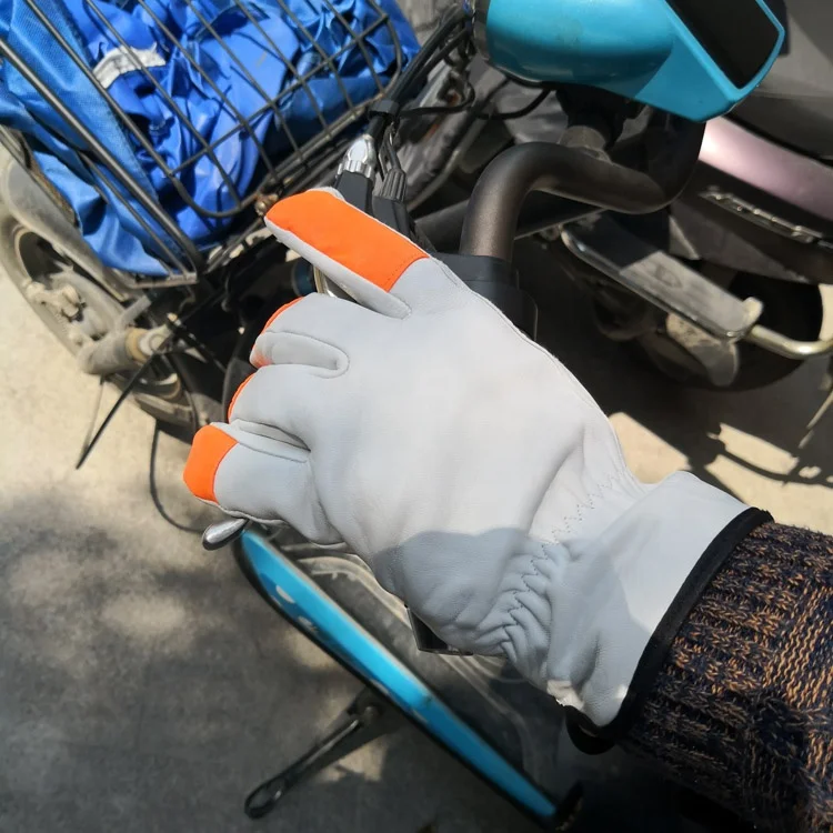 Winter Durable Thicken Warm Windproof  Cow Grain Leather Work Driver Gloves