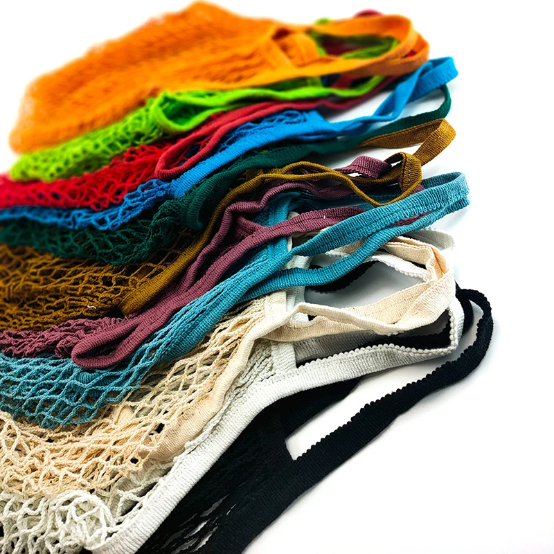 Многоразовая сумка для овощей и фруктов с ручкой, домашние хлопковые сетчатые мешки для овощей