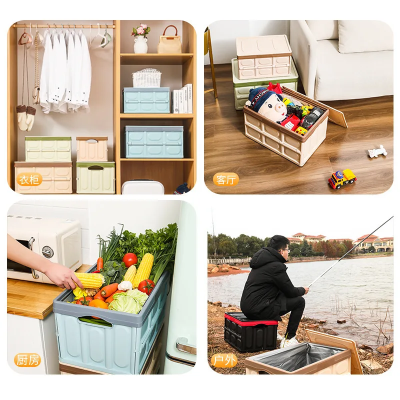 Car Trunk Plastic Moving Box Containers Crate Stackable Collapsible Storage Bins Storage Crate Collapsible Plastic Pallet Box