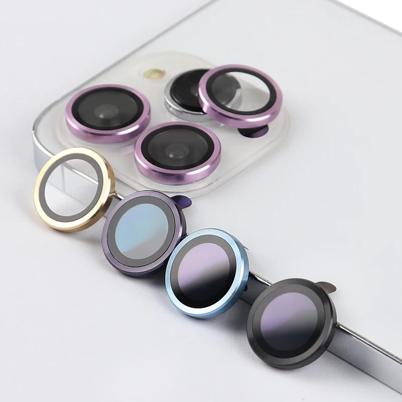 wholesale anti-scrath 9h full cover CD texture camera eyes metal ring camera lens protector de camara for iphone 14