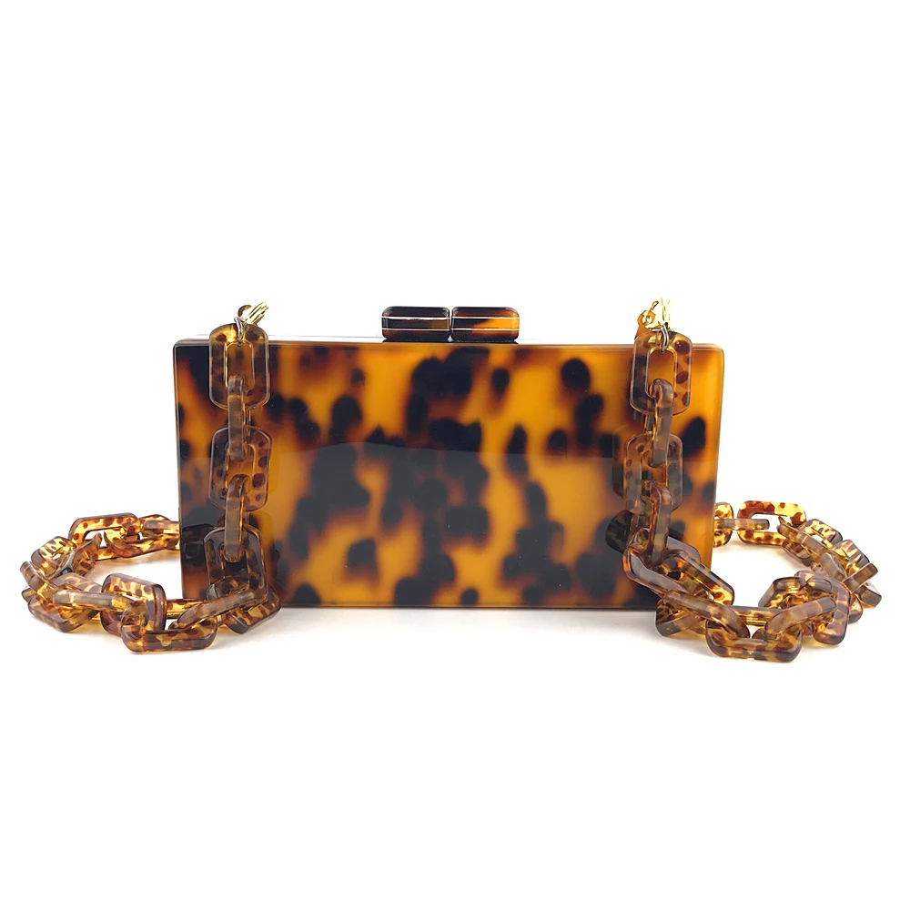 OC4112 Acrylic leopard pattern woman evening bags clutch bag