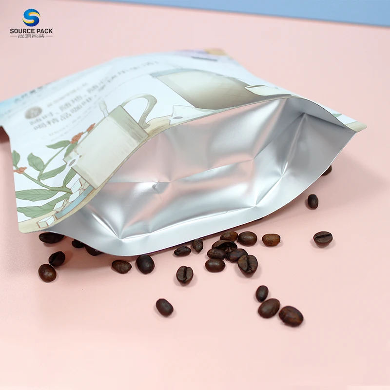 High Quality Printed 250g 500g Custom Eight Side Seal Coffee Pouch Coffee Packaging Bags Coffee Bags With Valve And Zipper