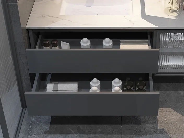 smart vanity wooden panel bathroom cabinet with mirror