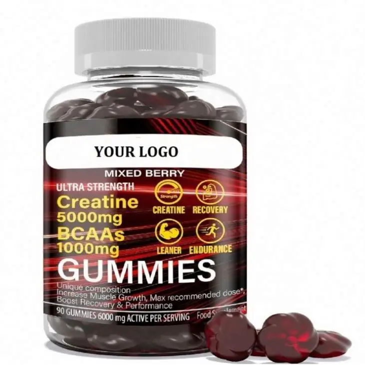 ODM&OEM BCAA Plus Recovery Creatine Monohydrate BCAA Amino Acid Supplement Gummies Supports Lean Muscle Maintenance Pre Workout