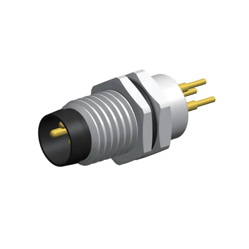 CE certification m8 3pin 4pin 5pin 6pin 8pin metal straight type waterproof male Front panel mount pcb