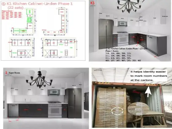 Modern OEM Factory Wholesale RTA Modern Style Modular PVC Kitchen Cabinet for Apartment Projects