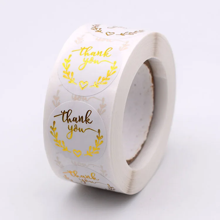 Custom Logo Printed Cheap Round Vinyl Thank You Stickers in Roll