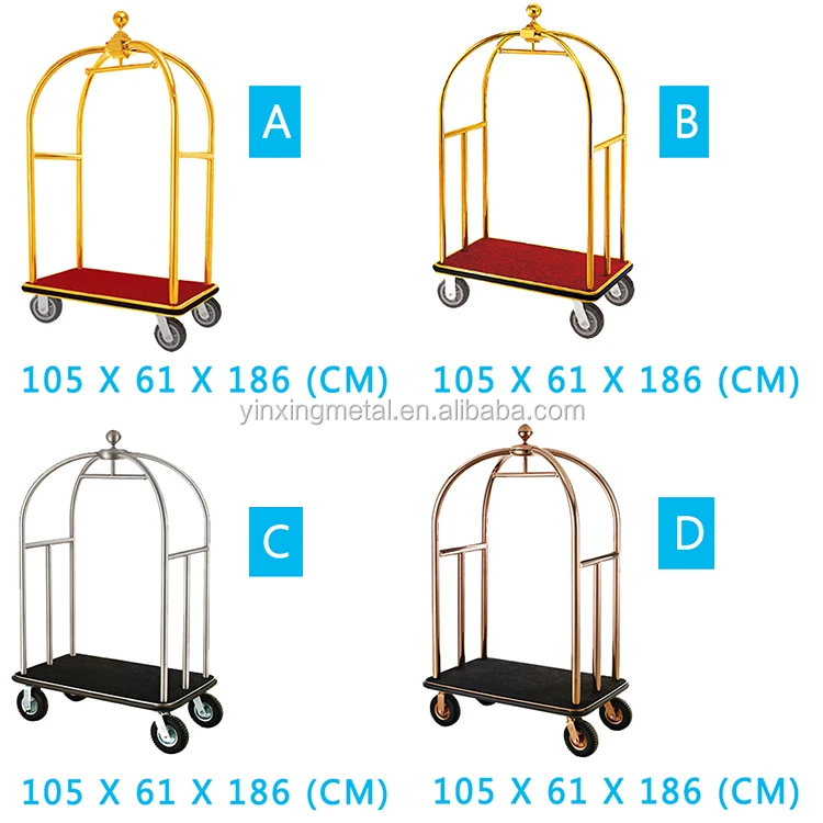 
High Quality Birdcage Hand Trolley Luggage Carts Lobby Vintage Luggage Cart with wheels for Hotel 