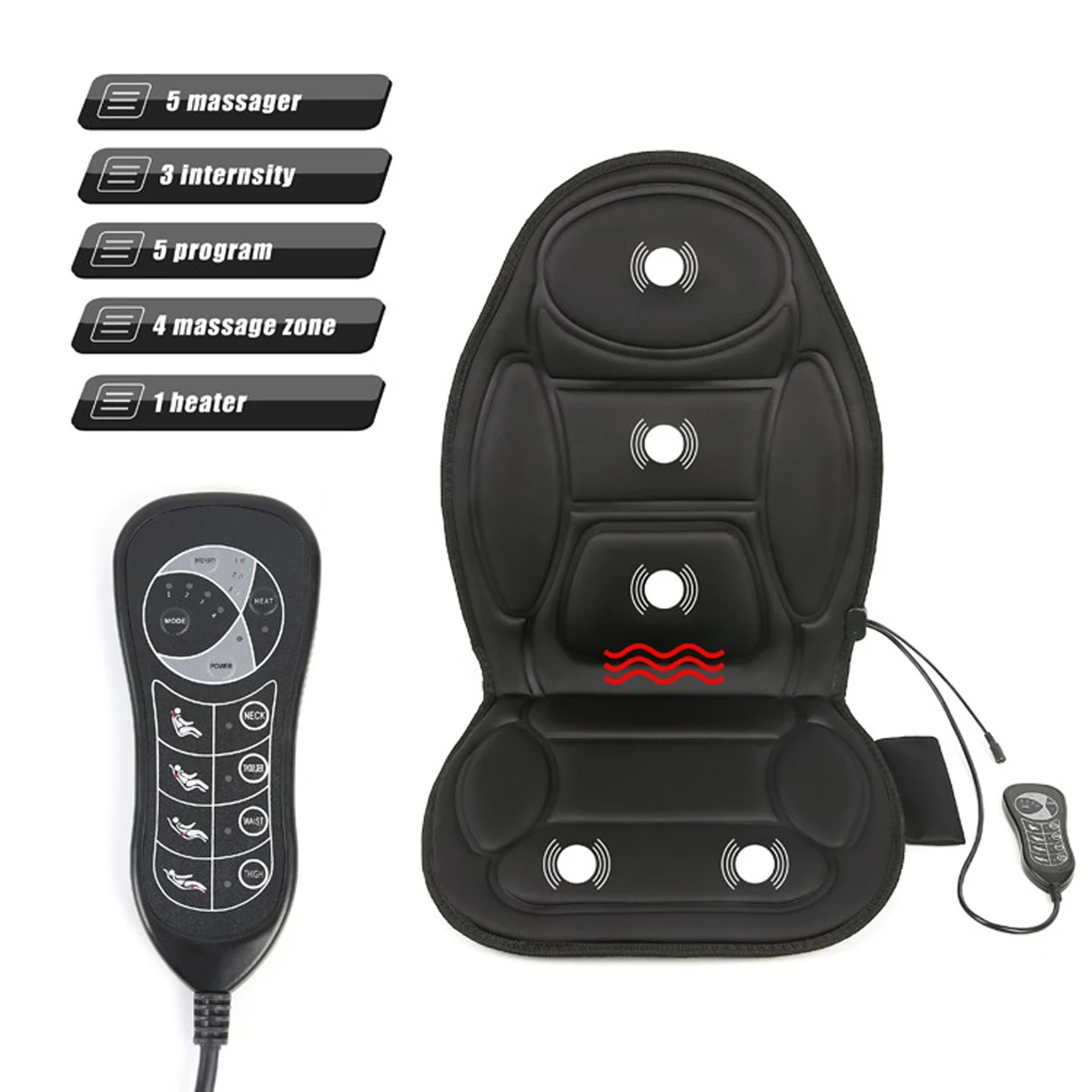 Electric Vibrating Car Massage  Chair Mat Portable Massager Cushion Home Infrared Heating Back Vibrator Massage Pads