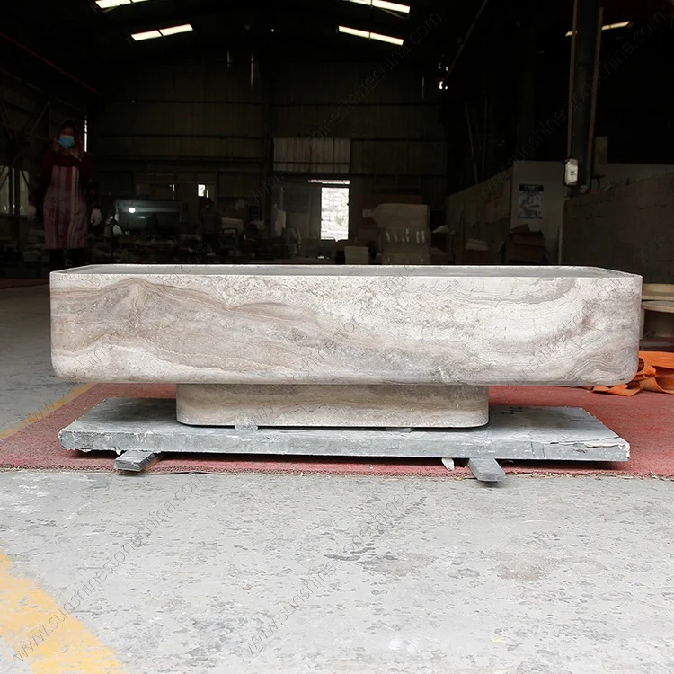 Custom Drop Shipping Furniture Factory Price Living Room Big Centre Grey Marble Plinth Travertine Coffee Table Natural