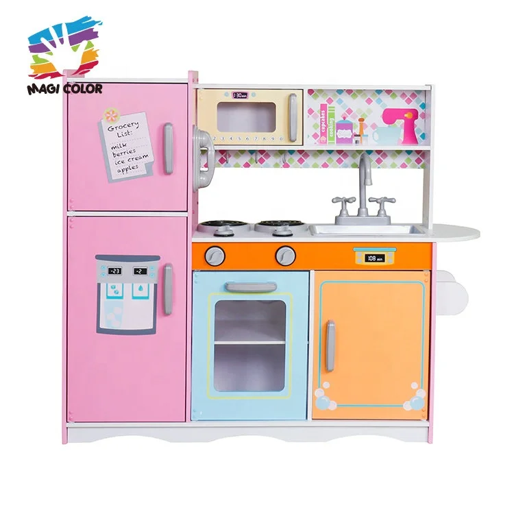
2020 Top sale colorful wooden toy kitchen sets with refrigerator W10C569 